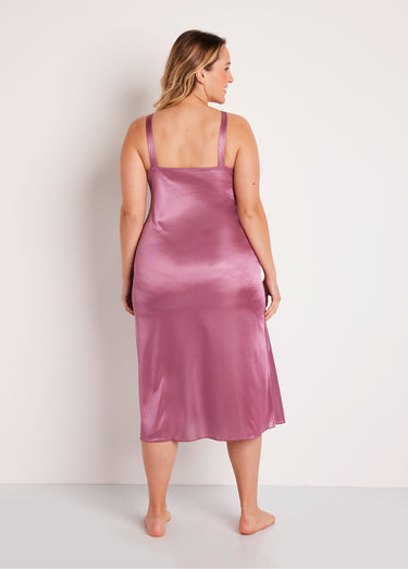 Nuisette maille satinée et dentelle Vieux Rose