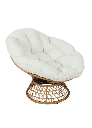 Fauteuil rembourré rotatif rotin, clair Blanc