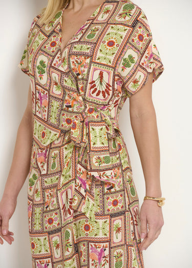 Robe longue imprimée décolleté cache-cœur Vert Imprime