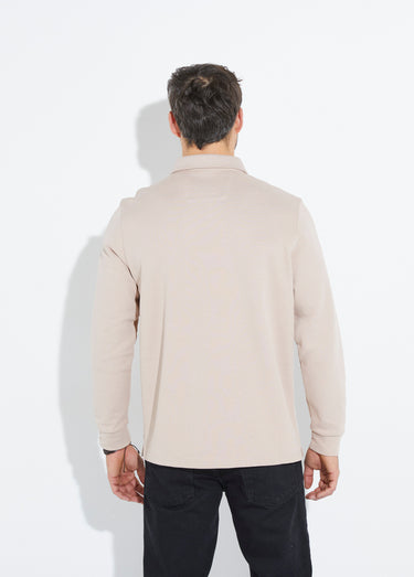 Polo à manches longues avec col zippé Beige