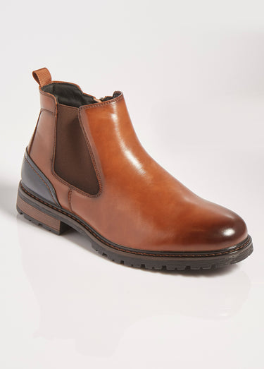 Boots Chelsea avec empiècement talon Marron