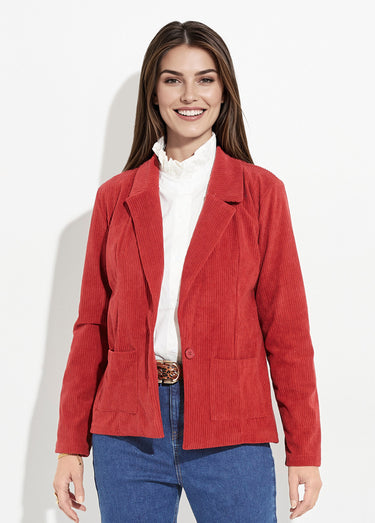 Veste velours grosses cotes, col tailleur Brique