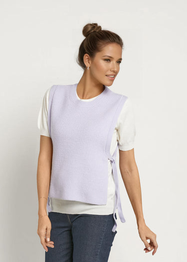 Pull sans manches avec lien à nouer côtés Violet Clair