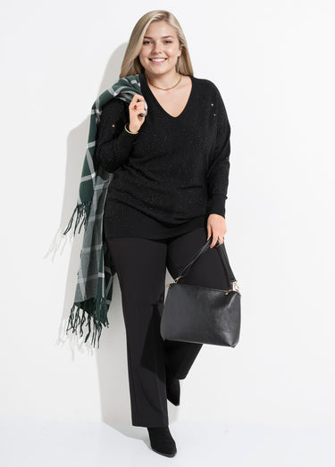 Pull maille fine jauge avec mini sequins Noir