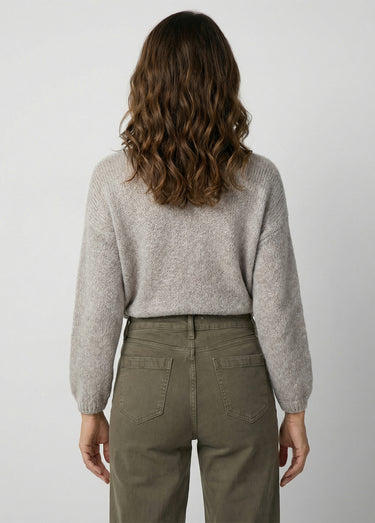 Gilet chaud col V en maille mohair Taupe