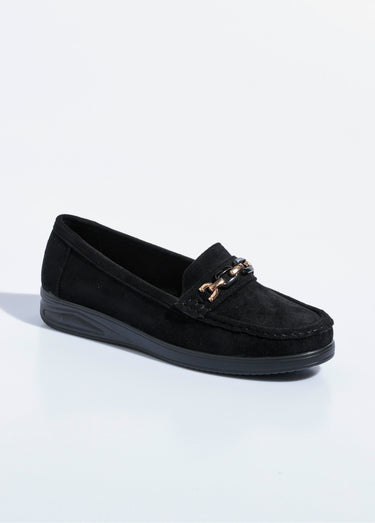 Mocassins compensés souples en suédine Noir