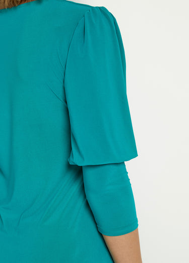 Tunique stretch décolleté carré manches 3/4 Vert Emeraude