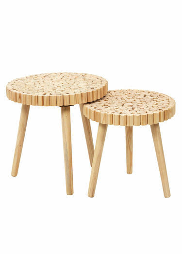 Tables gigognes en rondins de  bois Naturel