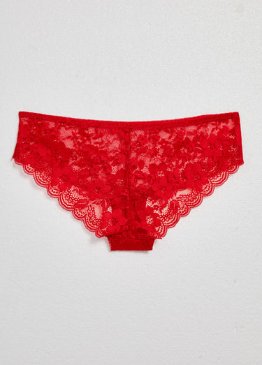 Shorty sexy en dentelle transparente Rouge