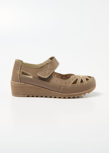 Sandales scratchées largeur confort Taupe