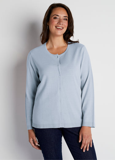 Gilet cardigan boutonné court uni Ciel