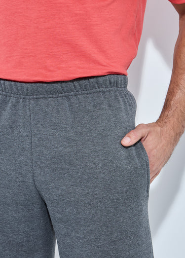 Pantalon jogging molleton bas et taille élastiqués Gris Anthracite
