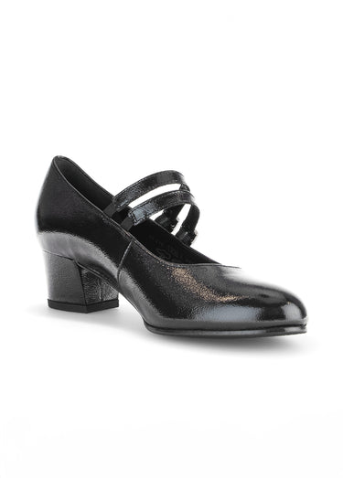 Escarpins babies en cuir 2 brides Vernis Noir