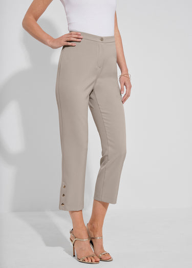 Pantalon droit 7/8e uni infroissable Sable