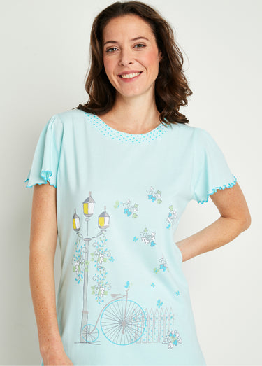 Pyjama court coton imprimé Aqua