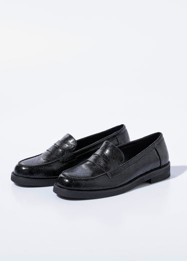 Mocassins aspect reptile petit talon Noir