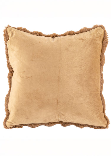 Coussin déco cotelé fausse fourrure Marron