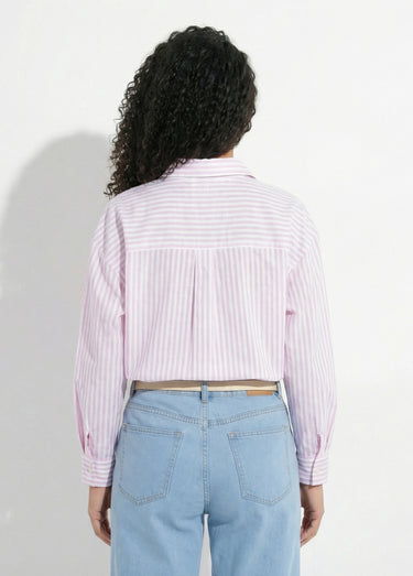 Chemisier rayé manches longues Rose / Blanc