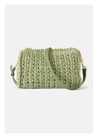 Sac besace en paille avec bandoulière Olive