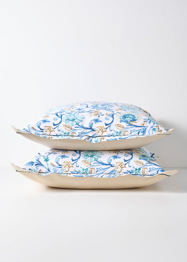 Parure de lit 3 pièces avec housse de couette, camélias Bleu