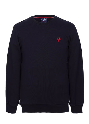 Sweat shirt en molleton avec col rond Bleu Marine