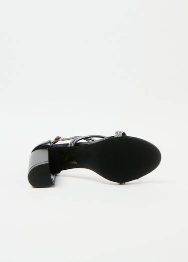Sandales chic talon haut, brides strass Noir