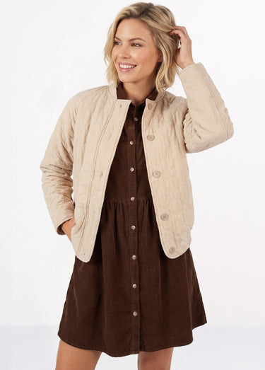 Veste teddy matelassée inspiration bohème Ecru
