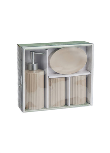 Set salle de bain 4 pièces ceramique striée Gris