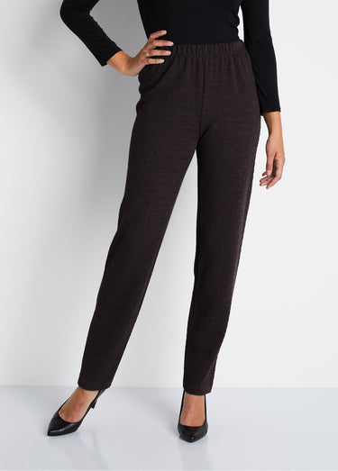 Legging droit ceinture élastiquée avec laine Uni / Marron