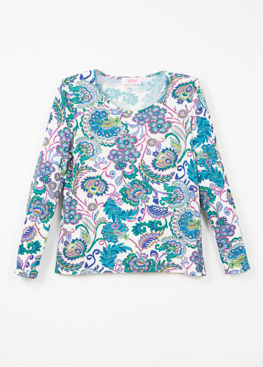 T-shirt manches longues imprimé pastel Fond Ecru