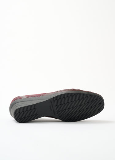 Mocassins cuir largeur confort bi-matière Bordeaux