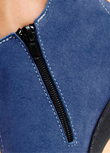Boots largeur confort zippées cuir velours Indigo
