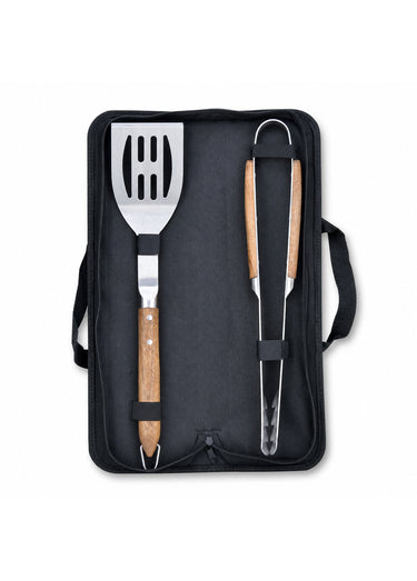 Set 2 Ustensiles barbecue acier/bois SEVE 2 Gris / Marron