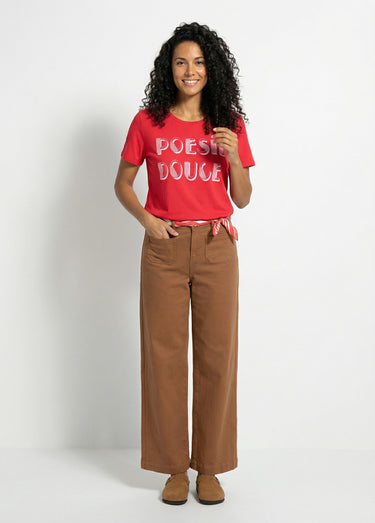 T-shirt à message manches courtes Rouge