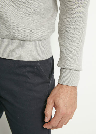 Pull col rond maille piquée fantaisie Gris Clair