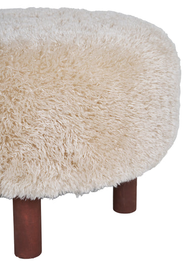 Pouf rond imitation fourrure poils longs Marron Clair
