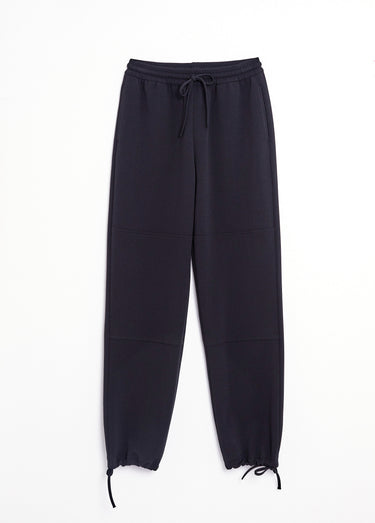 Pantalon large ceinture élastiquée maille crêpe unie Noir