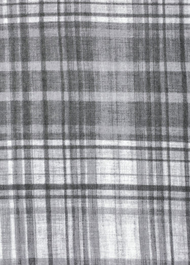Parure de lit 4 pièces flanelle avec drap plat, carreaux Gris