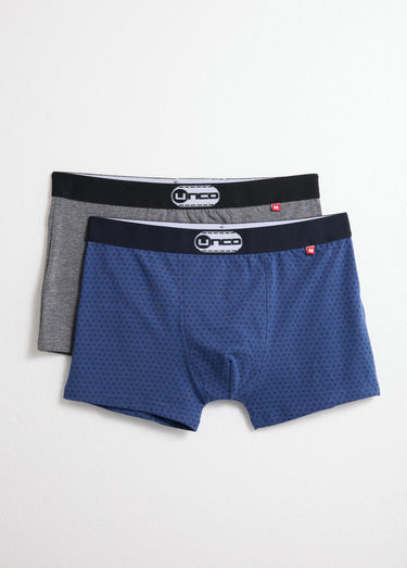Boxers assortis uni et petits motifs Bleu