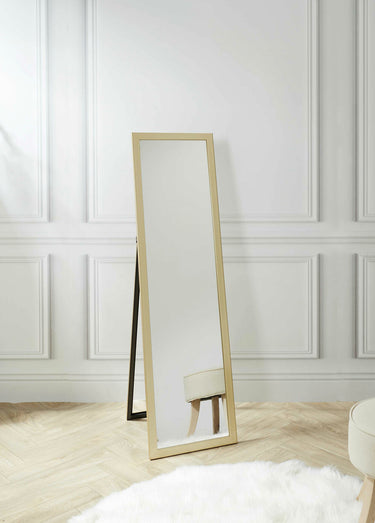 Miroir métallisé sur pied, forme psyché Dore