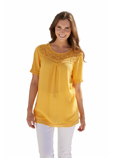 Tunique dentelle et macramé Tournesol