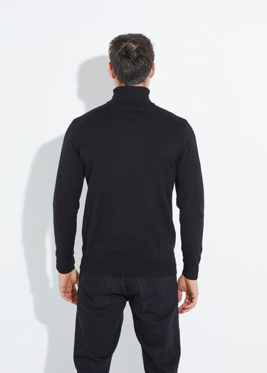 Pull col roulé en maille fine jauge Noir