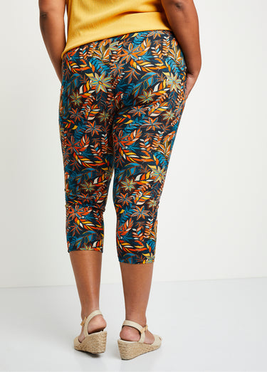 Legging court coton taille élastiquée Imp Fond Noir