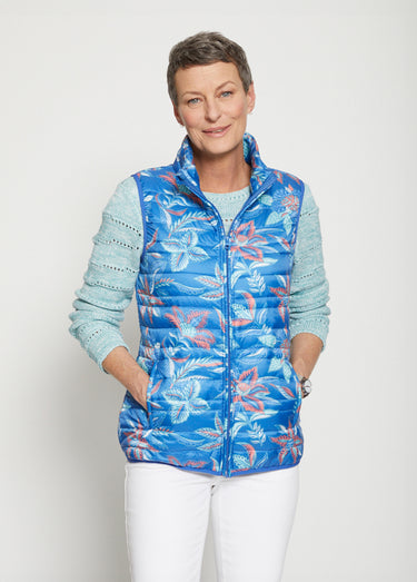 Veste matelassée sans manches Imprime Bleu/Corail