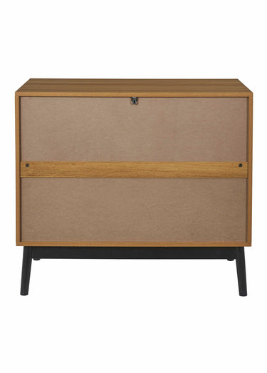 Commode bois façon chevrons, 3 tiroirs Marron/Noir