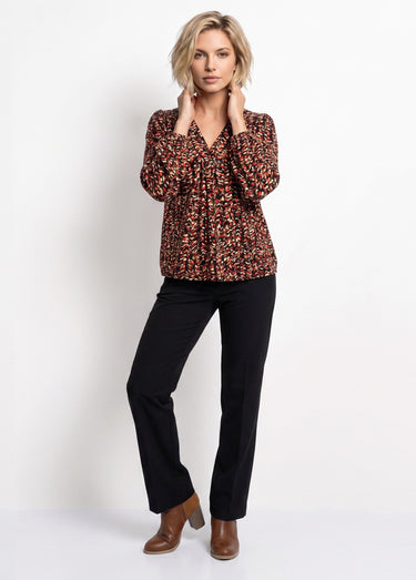 T-shirt blouse ample imprimé graphique Noir/Miel