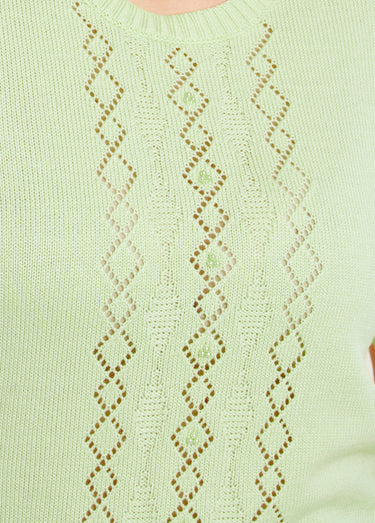 Pull ajouré perlé manches courtes Vert