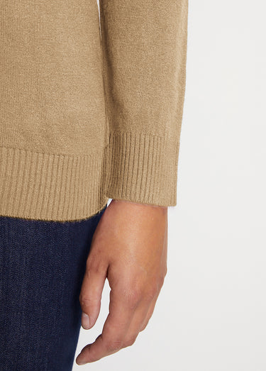 Gilet boutonné mi-long maille douce Camel