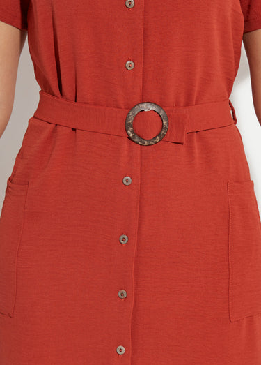 Robe chemisier en crêpe, style ethnique Terracota