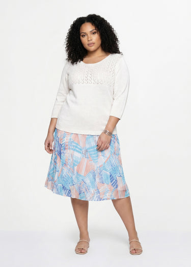 Pull manches 3/4 ajouré Blanc